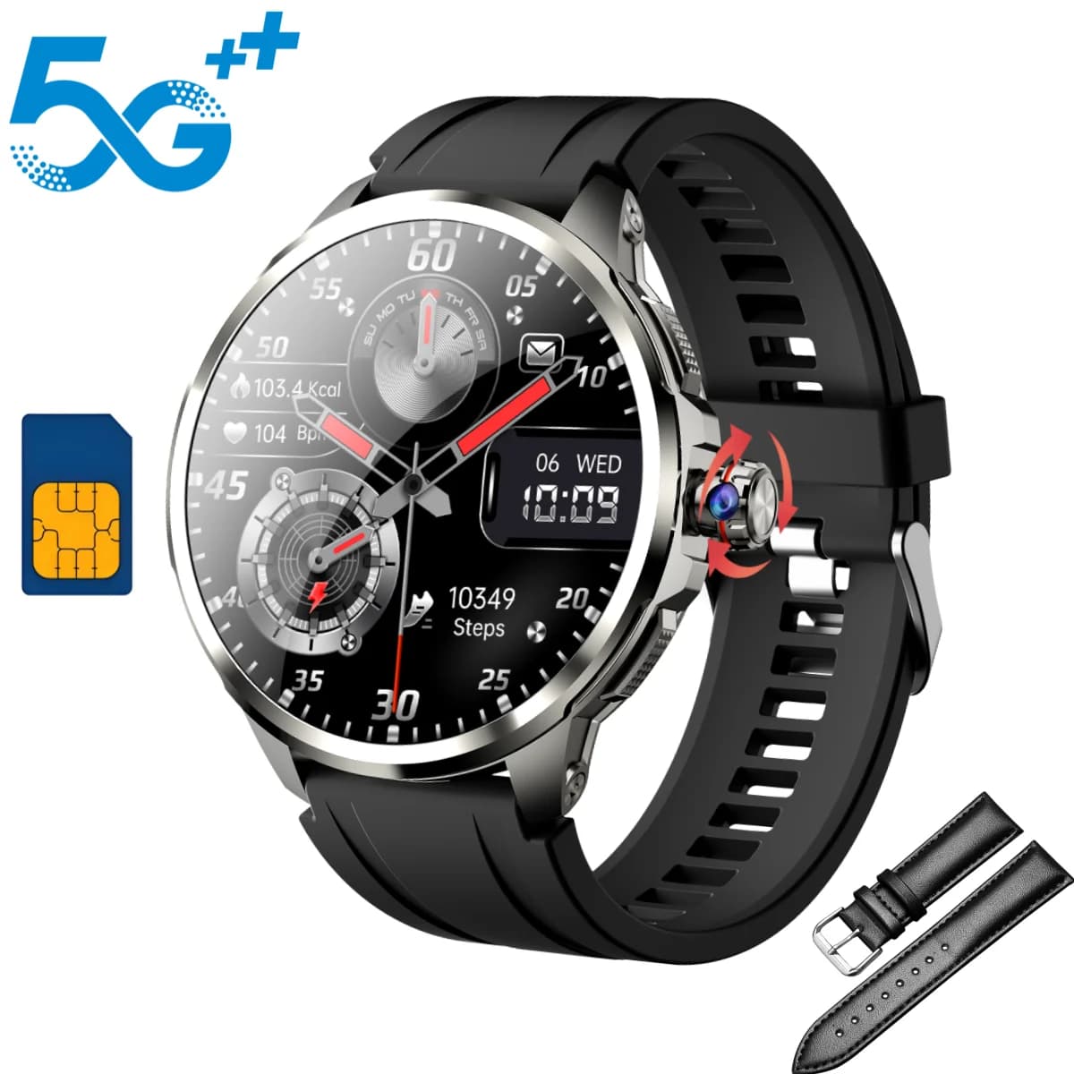 H99 Smart Watch 1.95 inch Amoled large Screen 190° Rotating Camera WIFI GPS Position Health Monitoring Chat Software Smartwatch