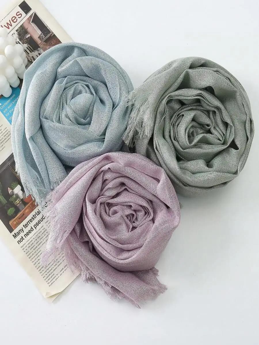 1pc Women Elegant Four-Sided Metallic Thread Printed Scarf/Shawl, Suitable For Beach For Dress