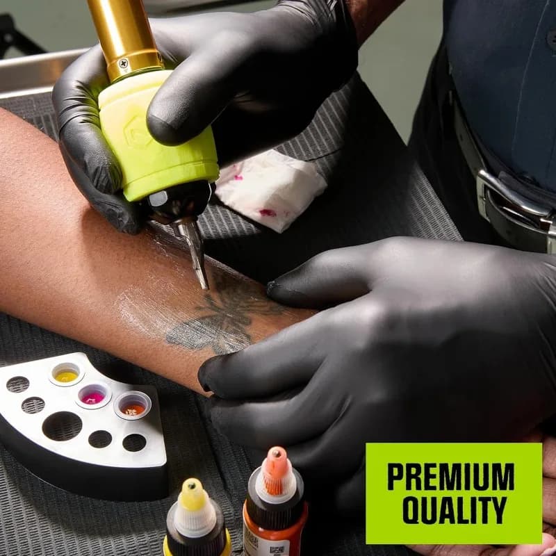 100 Pezzi Guanti in Nitrile Nero 5.5mil Senza Polvere e Senza Lattice, Guanti Monouso per Tatuaggi, Manicure, Salone di Bellezza, Barbiere, Preparazione Alimenti