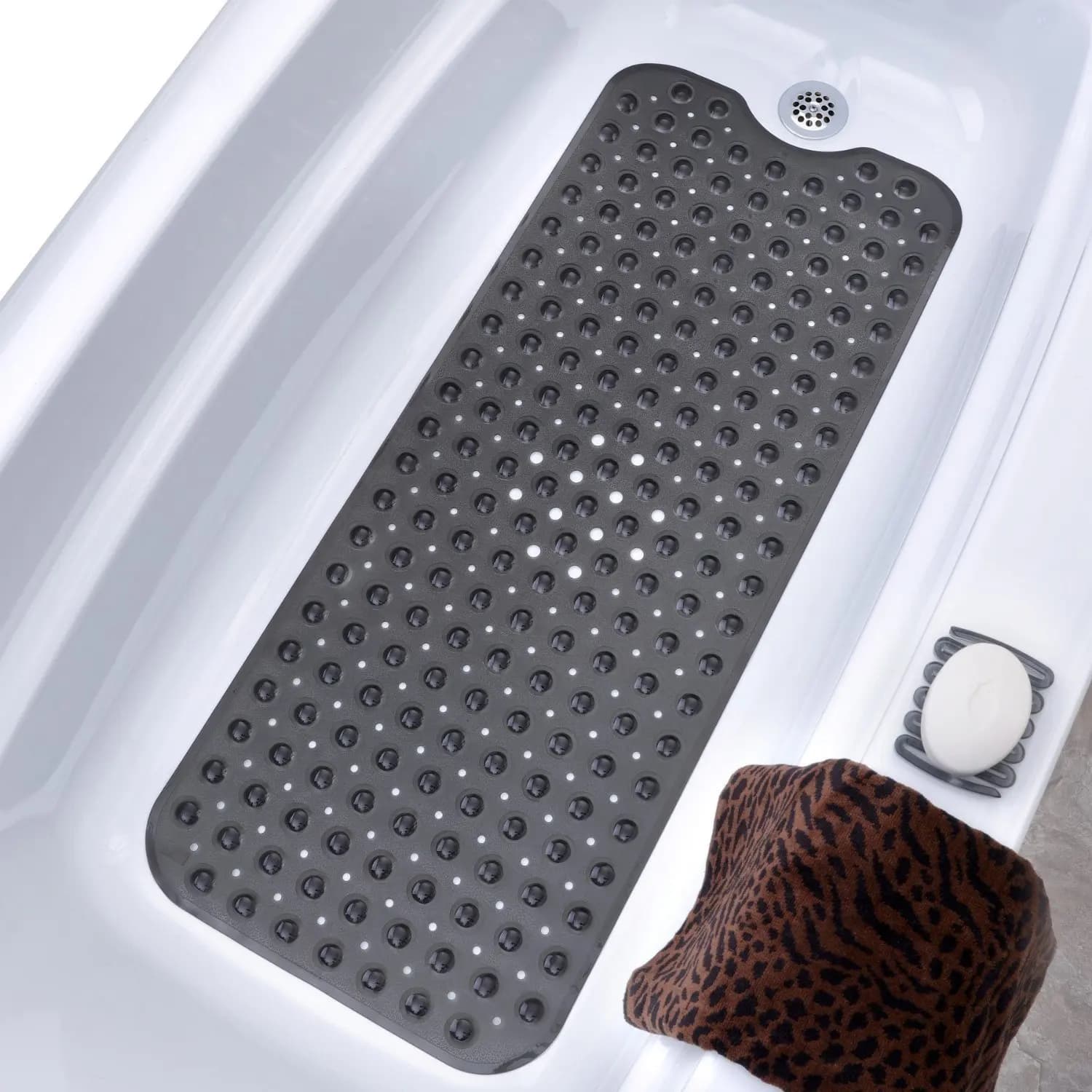 Tappetino per vasca da bagno antiscivolo, tappetino per doccia con fori di scarico e ventose, lavabile in lavatrice, bagno domestico, tappeto per doccia