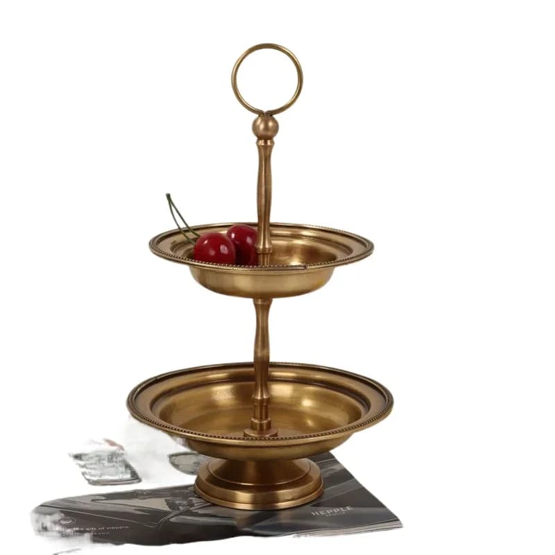 Nuovo Piatto Doppio in Ottone per Dim Sum, Frutta Secca, Accessori, Ornamenti