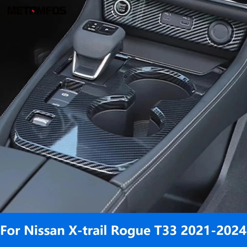Per Nissan X-trail Xtrail Rogue T33 2021-2023 2024, Copertura in Fibra di Carbonio per Console, Cambio, Portabicchieri e Accessori