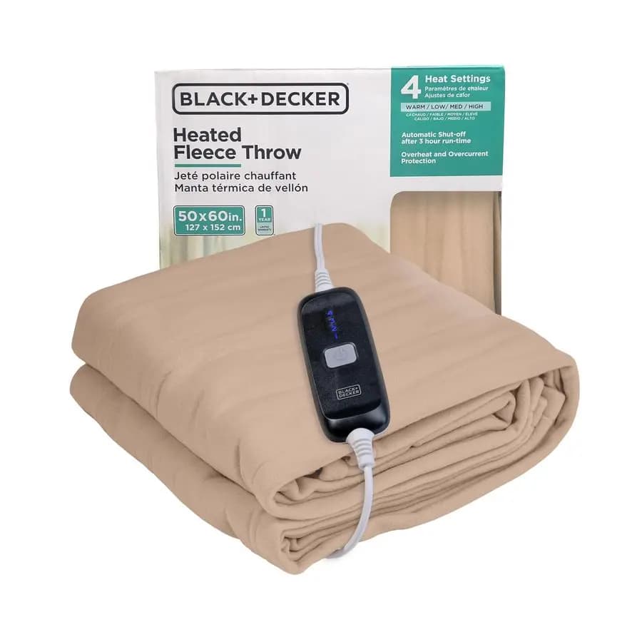 Coperta riscaldata elettrica, coperta elettrica in pile, coperta riscaldante con 4 livelli di riscaldamento, timer 3 ore, spegnimento automatico, calore rapido
