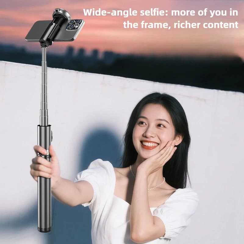 Treppiede per selfie stick 1,7 m con telecomando Bluetooth wireless per smartphone Supporto per treppiede portatile per fotografia e viaggi