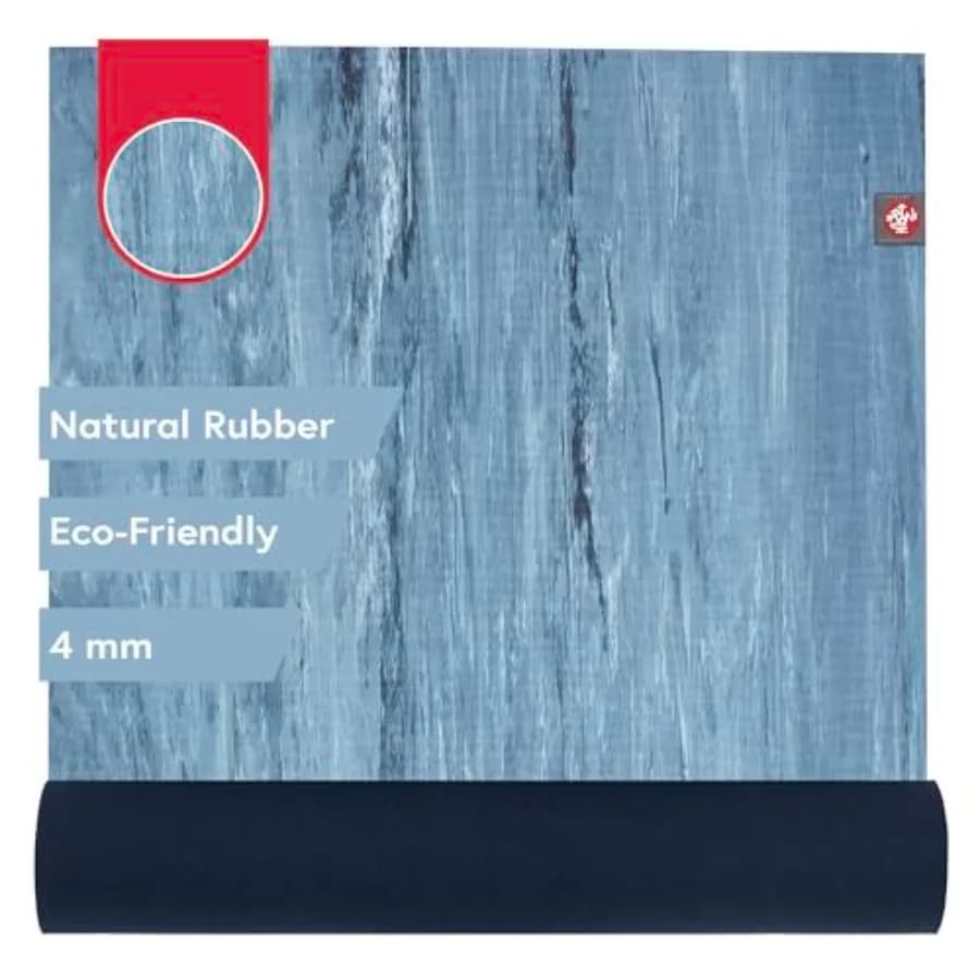 Tappetino Yoga eKOLite - 4mm in Gomma Naturale Ecologica, Superficie Morbida Testurizzata, Sensazione Naturale sulla Pelle