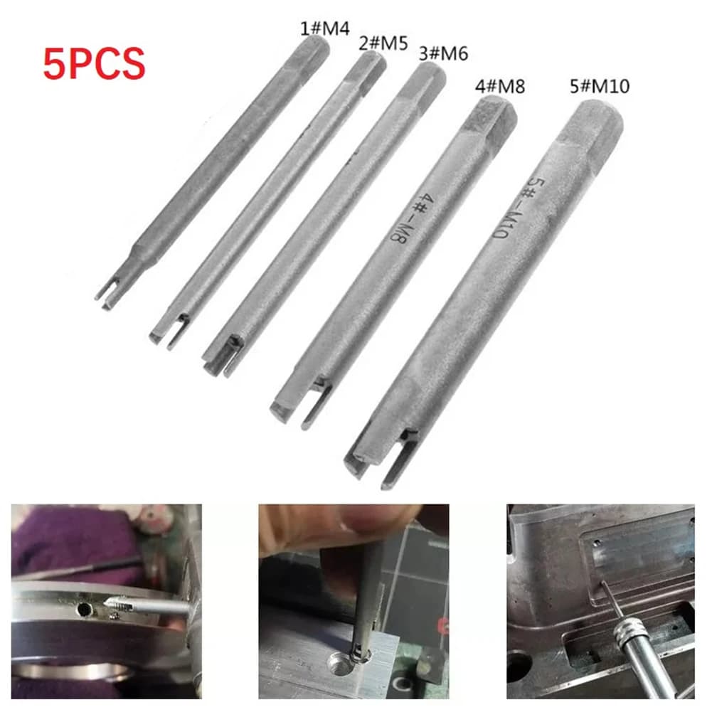 5pcs Steel Broken Tap Extractor M4 M5 M6 M8 M10 – Removes Broken Head Taps, Easy Wire Screw Remover Tool Set