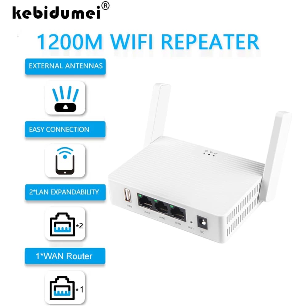 Ripetitore WiFi Dual Band 1200Mbps Router Dual Band 2.4G 5G Wireless Range Extender 4 antenne Amplificatore Wifi per Home Office
