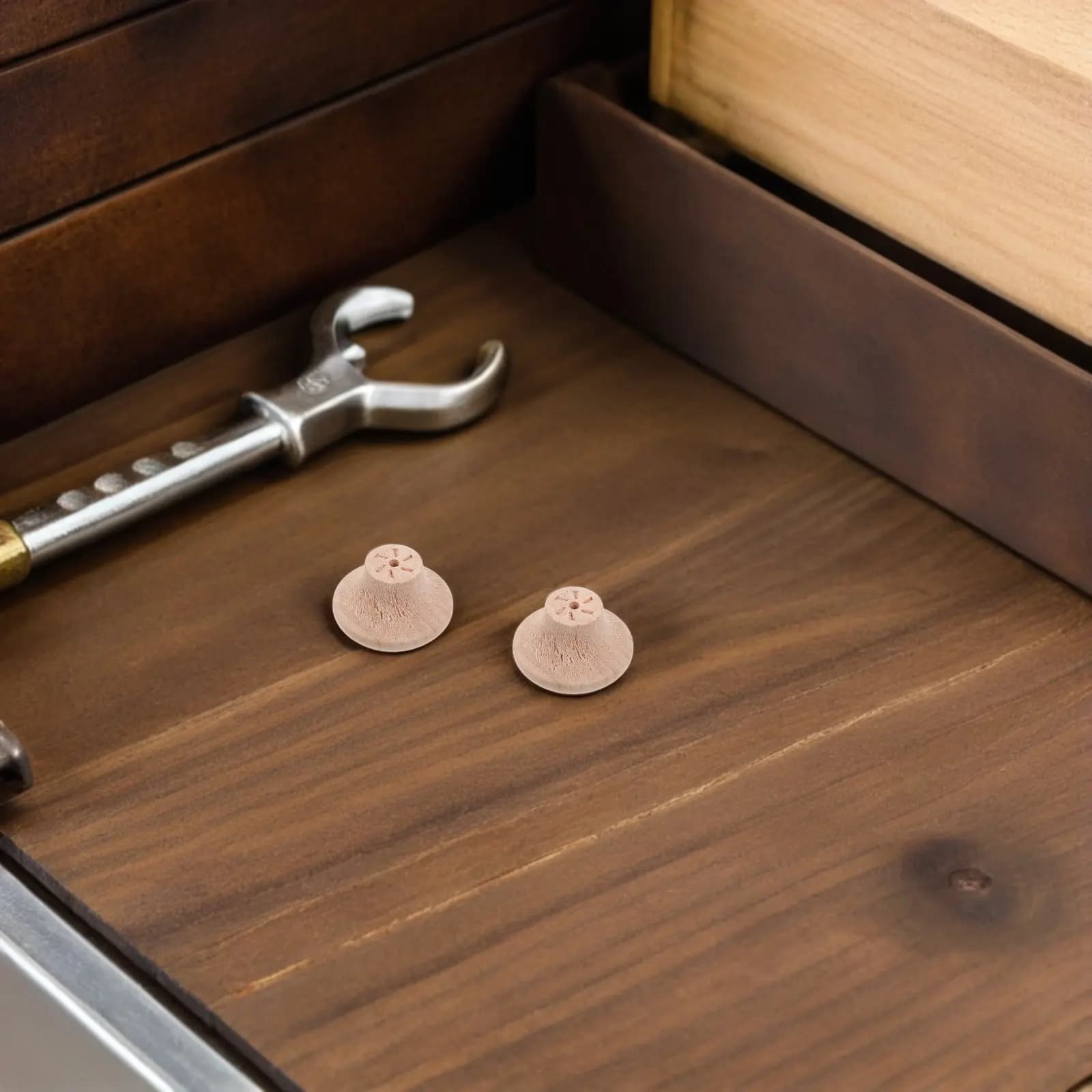 10 Pezzi Maniglie per Cassetti in Legno Massello, Pomelli Rotondi per Armadi con Finitura Naturale, Maniglie a Foro Singolo per Guardaroba, Cassettiere e Cucina