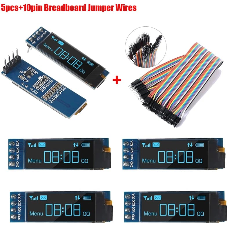 1-5 pieces 0,91" I2C IIC OLED display module OLED screen 3,3 V~5 V compatible with Arduino Raspberry PI (color blue display)