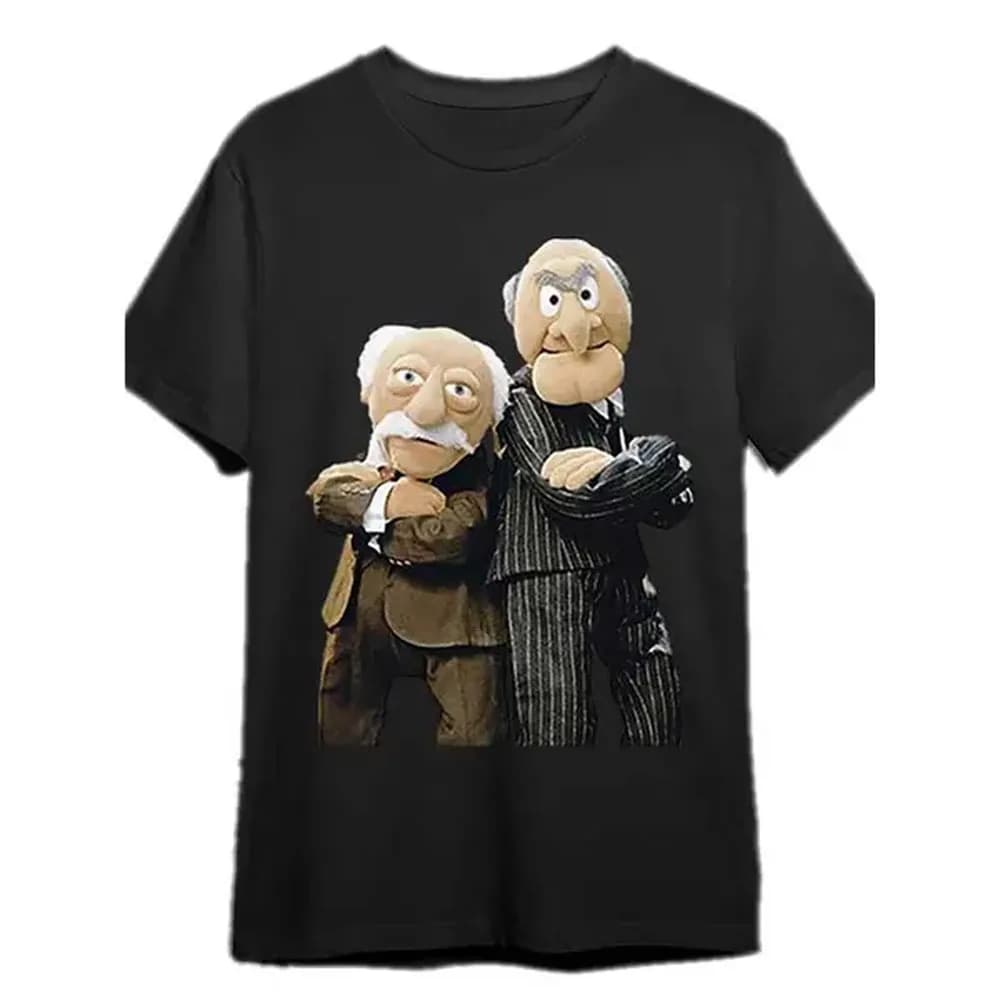 [100% Cotton] Men'S Black T-Shirt Featuring Statler And Waldorf From "The Muppet Show" - Funny Short Sleeve Graphic Tee, Machine Washable, Fan Merchandise | Character Print | Quality Print Golf Gift T-Shirt For Men And Women