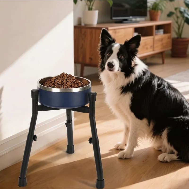 2026 New Black Elevated Dog Bowl Adjustable Metal Raised Dog Bowl Stand Pet Food Bowl Holder Pet Supplies Cat Feeder