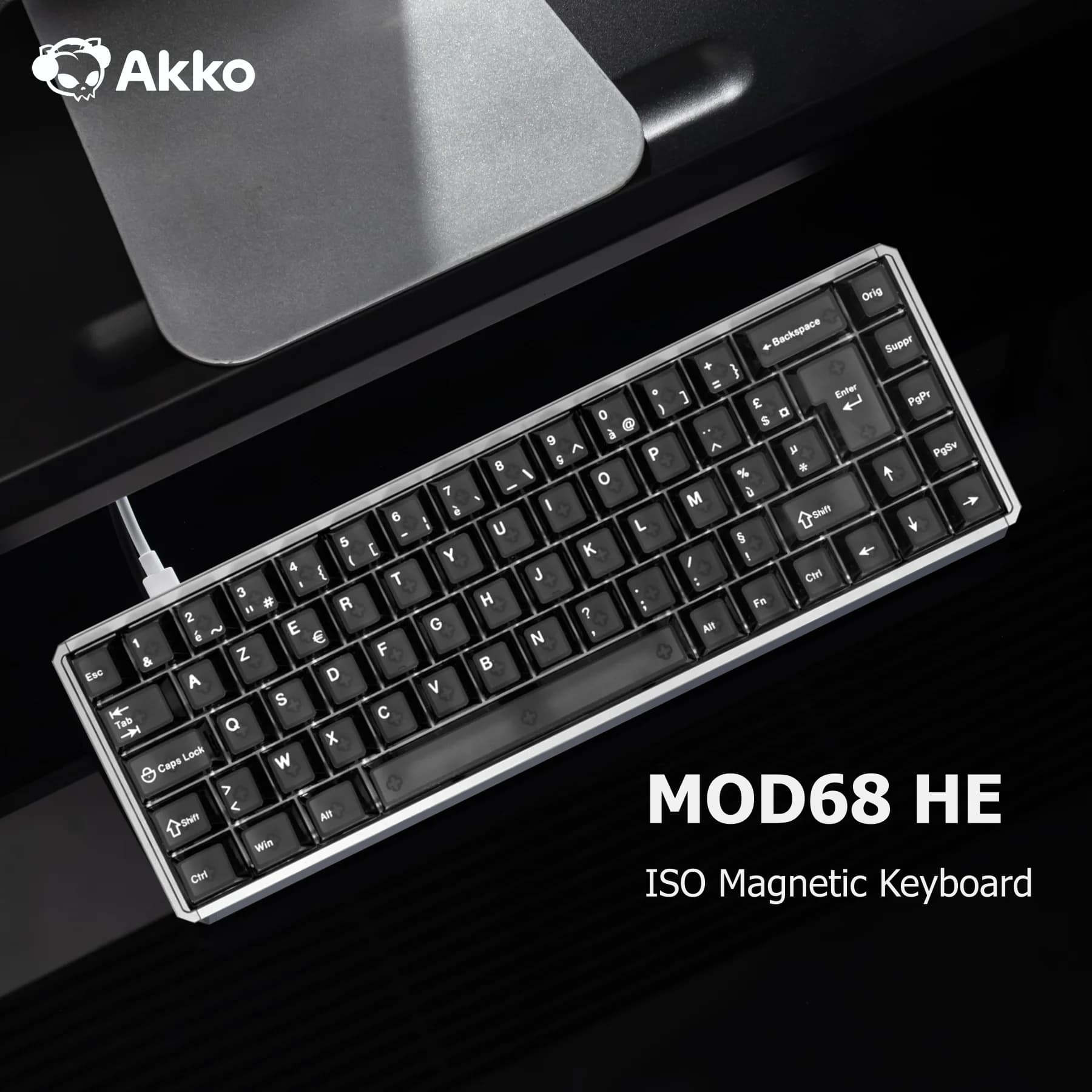 Tastiera Meccanica da Gaming Akko MOD68 HE con Switch Magnetici, Layout ISO UK/DE/FR, Rapid Trigger 0.005mm, 8K ARGB Personalizzabile