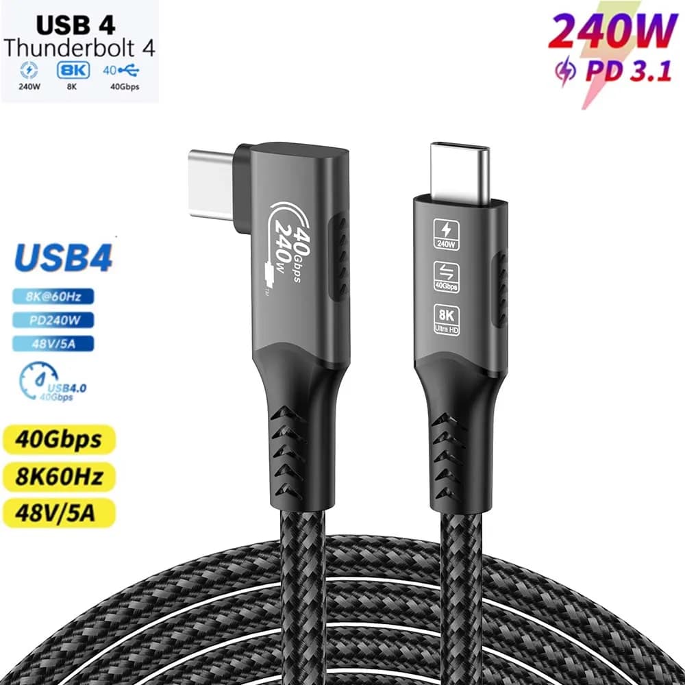 Cavo di prolunga USB C 8K compatibile con Thunderbolt 4/3 USB4.0/3.2/3.1, ricarica rapida per MacBook, laptop, Huawei