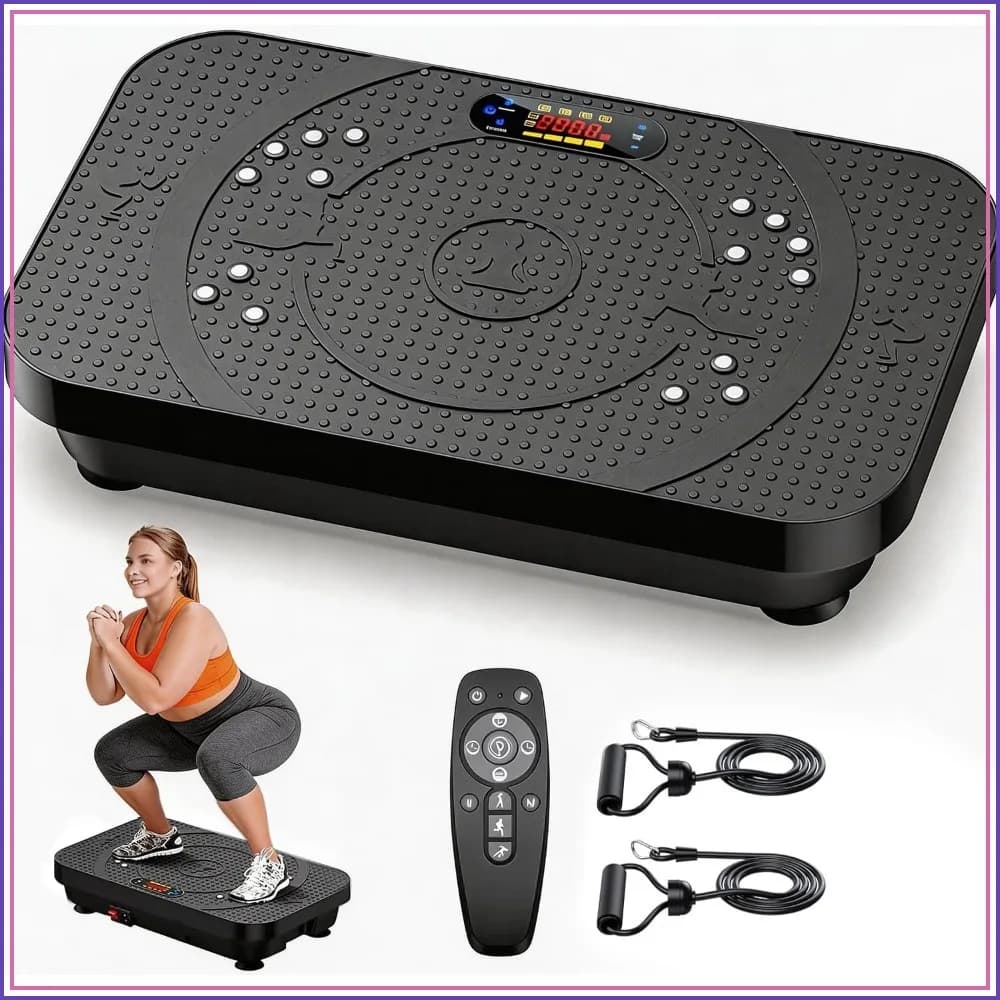 Full Body Vibration Plate Exercise Machine with Auto Mode, Acupressure Massage & Silicone Pedal for Lymphatic Drainage, Weight Loss & Home Fitness