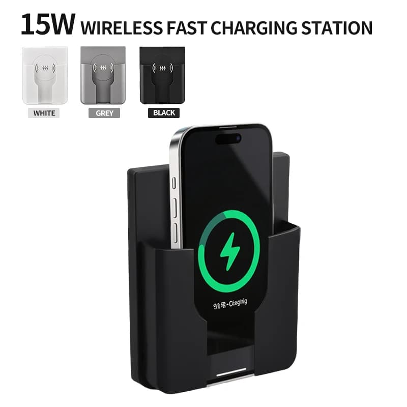 Caricabatterie wireless universale da incasso QI per montaggio a parete, supporto di ricarica rapida da 15 W per telefoni, CA 110-220 V
