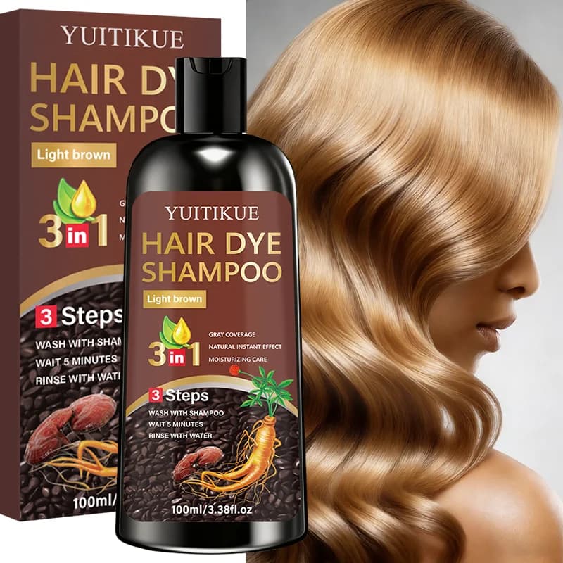 YUITIKUE Shampoo coloring for light brown hair 3in1 Moisturizing vegetable extracts Cover gray hair Easy to wash For all hair types
