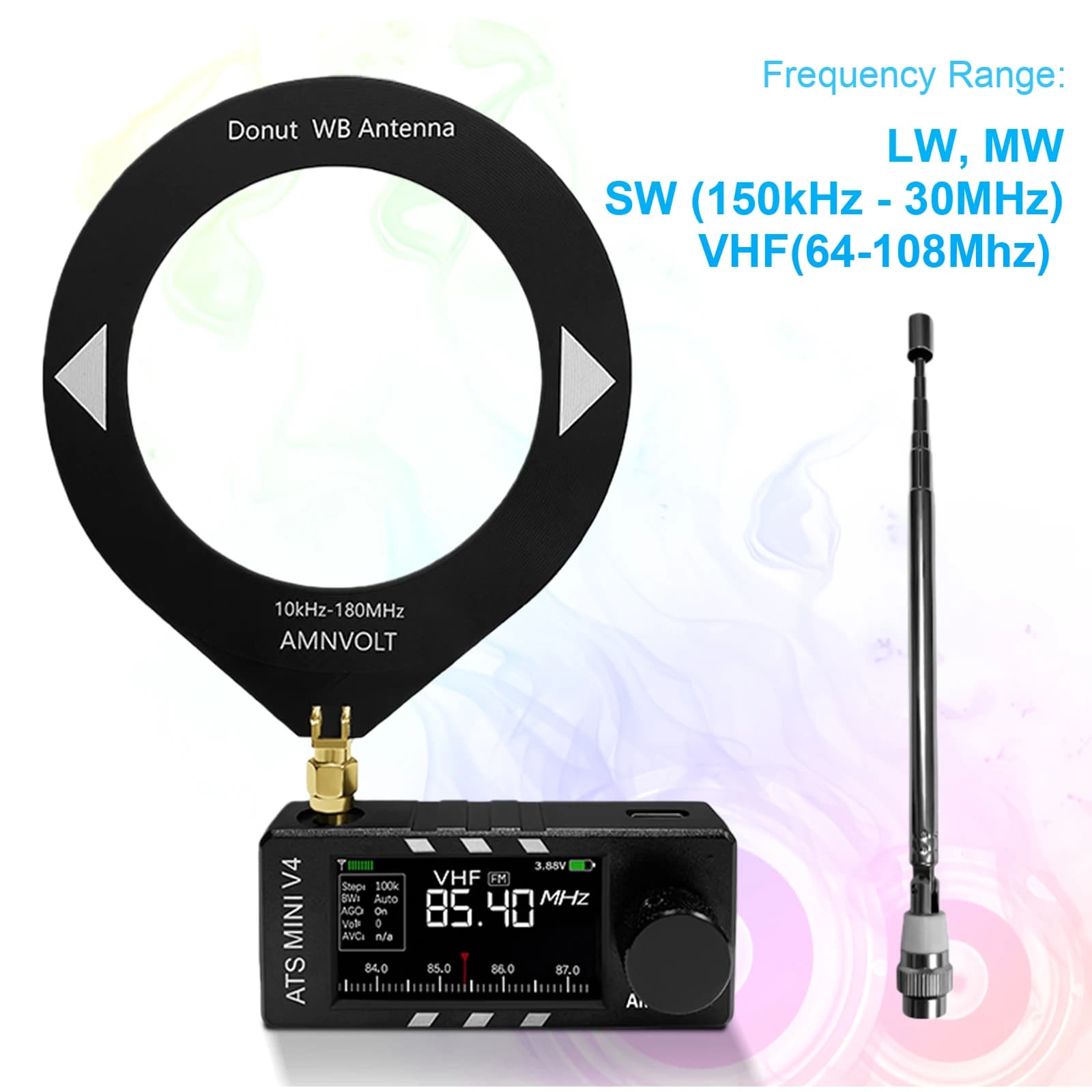AMNVOLT V4 ATS MINI Radio with Headphone Amplifier LSB USB Transistor Pocket Radios Si4732 DSP Radio for Indoor Outdoor Radio