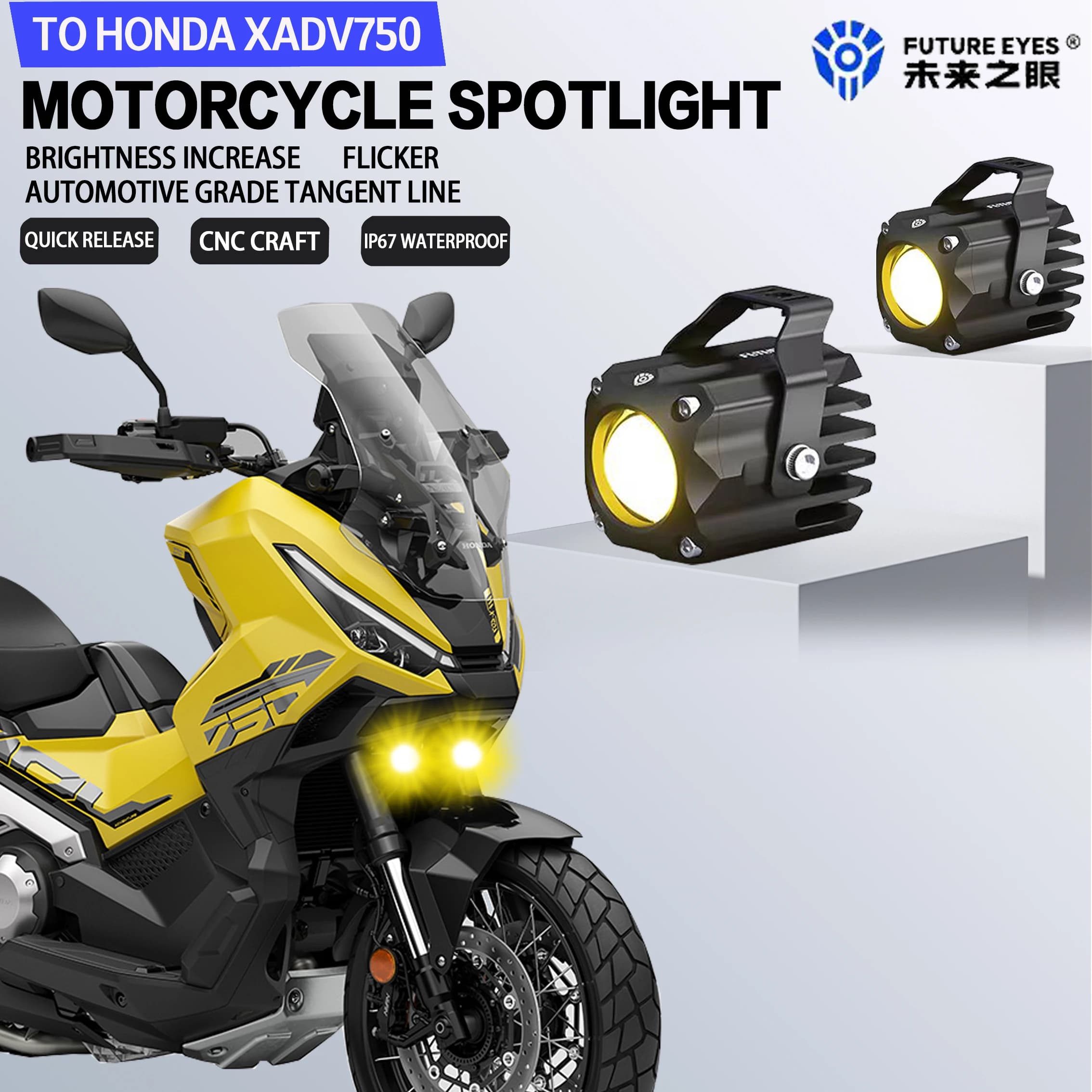 Future Eyes F150S for Honda Xadv 750 Auxiliary Light Mini Motorcycle Led Spotlight Hidden Night Safety 60W Bright Fog Light
