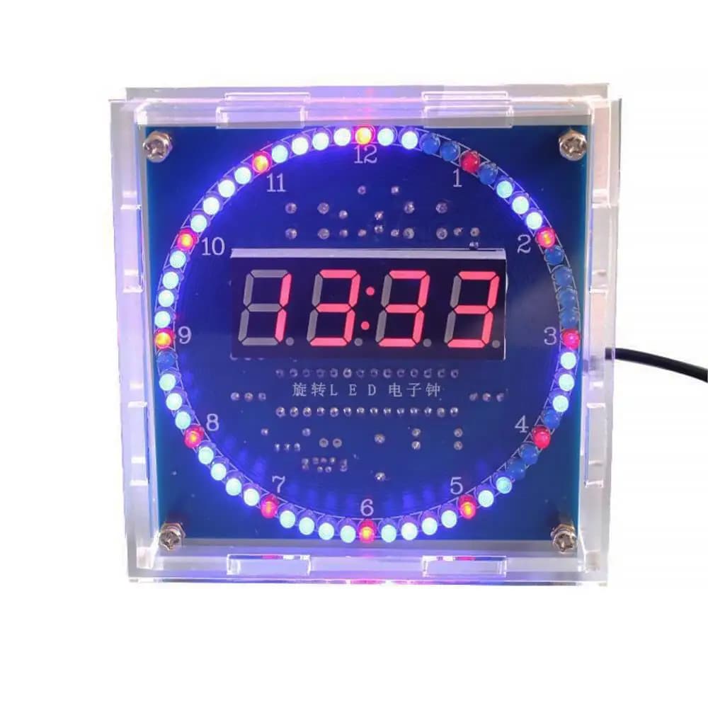 Kit orologio elettronico fai-da-te a LED rotante / Shell DS1302 Orologio digitale Display della temperatura controllato dalla luce Microcontrollore Saldatura