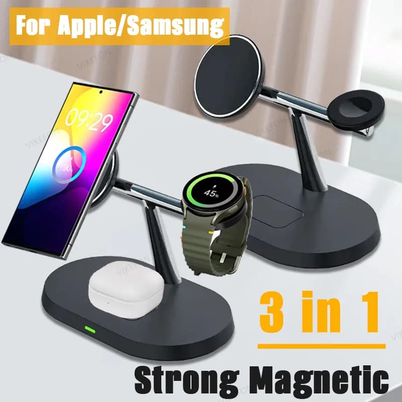 3 IN 1 Magnetic Wireless Charger For Magsafe iPhone 17 16 15 14 13 12 Pro Max Samsung Apple Watch 11 10 9 8 Fast Charging Dock