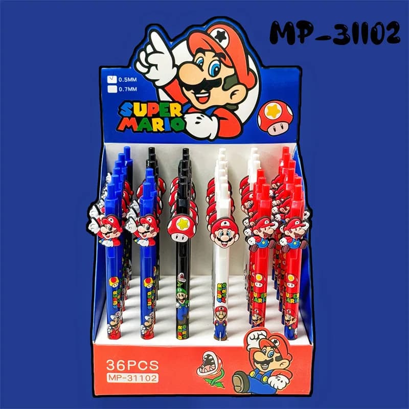 6/36 Pezzi Penne Gel Super Mario Kawaii per Scrivere, Disegnare, Ufficio, Firma, Cartoni Animati, Penna a Sfera 0.5mm, Regalo di Cancelleria per Ragazze