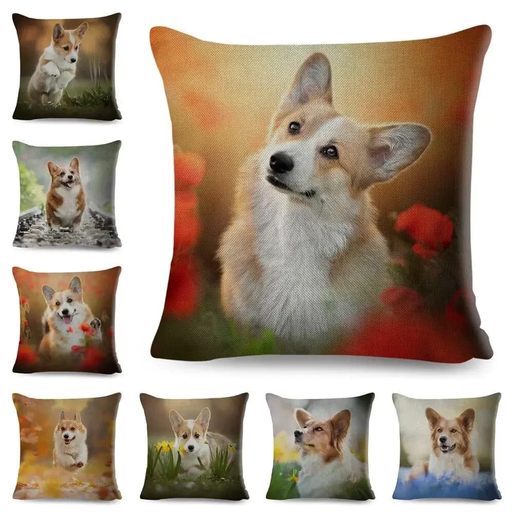 Cute Welsh Corgi Pembroke Dog Printed federa decorazione Pet Animal Cushion Cover Sofa Household Car