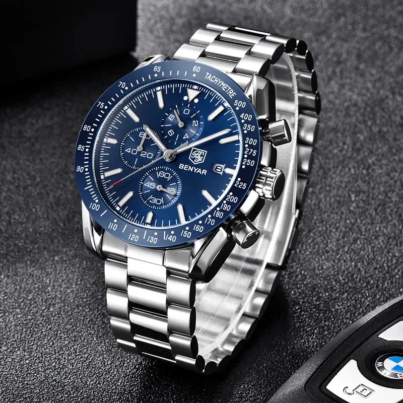 Men's watch BENYAR of the best brands Men's quartz watch full of luxury steel man's watch waterproof casual Relogio Masculino watch