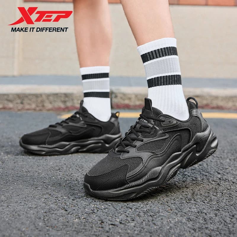 Xtep Scarpe casual da uomo Suola spessa traspirante Scarpe sportive stile street wrapping leggere e rinforzate 977319320047