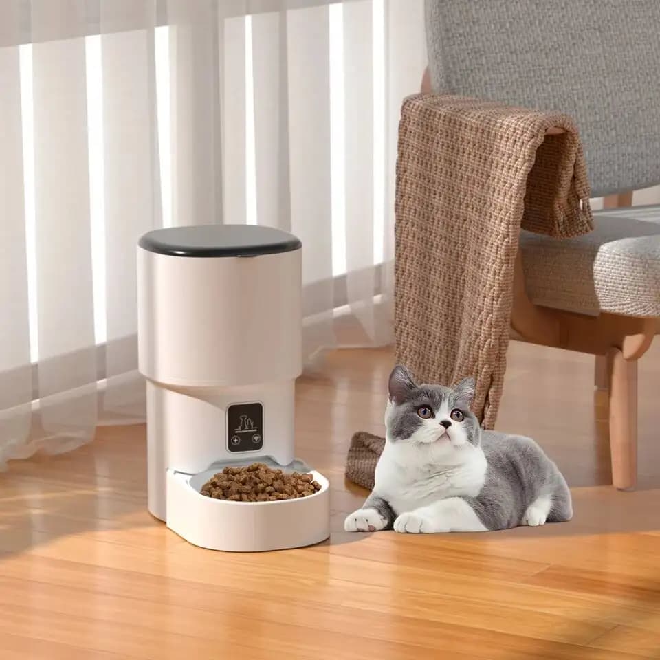 4L WIFI Button Automatic Intelligent And Dog Feeder Smart Cat Food Dispenser Pet Feeder(No 5V 1A Plug) With 304 bowls