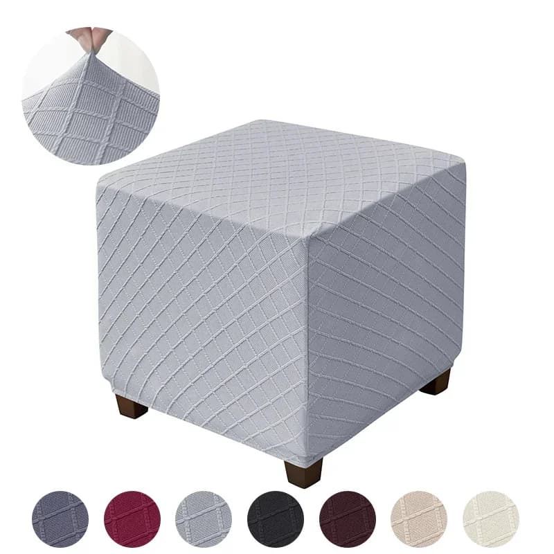 Copri sgabello ottomano quadrato scozzese Fodere poggiapiedi elastiche all-inclusive Soggiorno Poggiapiedi antipolvere Copri pouf