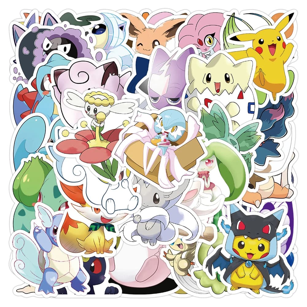 10/30/50 Pezzi Adesivi Anime Pokemon Elfo Animale Domestico Carino, Decalcomanie Cartone Animato Pikachu, Giocattoli Fai da Te, Adesivi Graffiti Cool per Moto, Chitarra, Quaderno