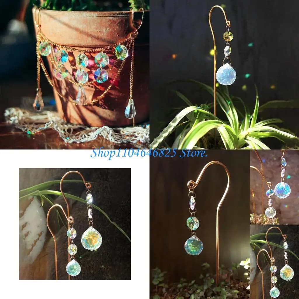 Sun Catcher Crystal Ball Decorative Garden Stakes Flower Bed Decoration Plant
