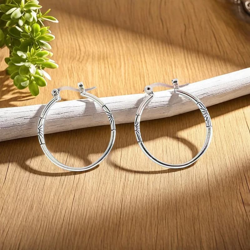 Retro engraved ring earrings women's fashion personality simple high-end earrings