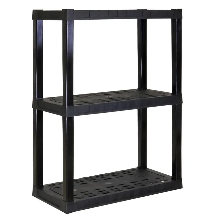 Scaffali portaoggetti in plastica resistente per garage, cucina, bagno, cameretta dei bambini, scaffale organizer nero impilabile a 3 livelli per Bo
