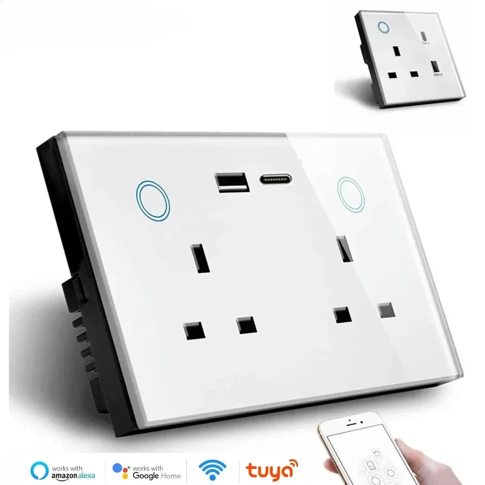 Smart Wall Clasp Wifi Adeamelery Tuya USB Type C with Touch Switch and Wireless Energy Monitor Compatible with Alexa and Google Home