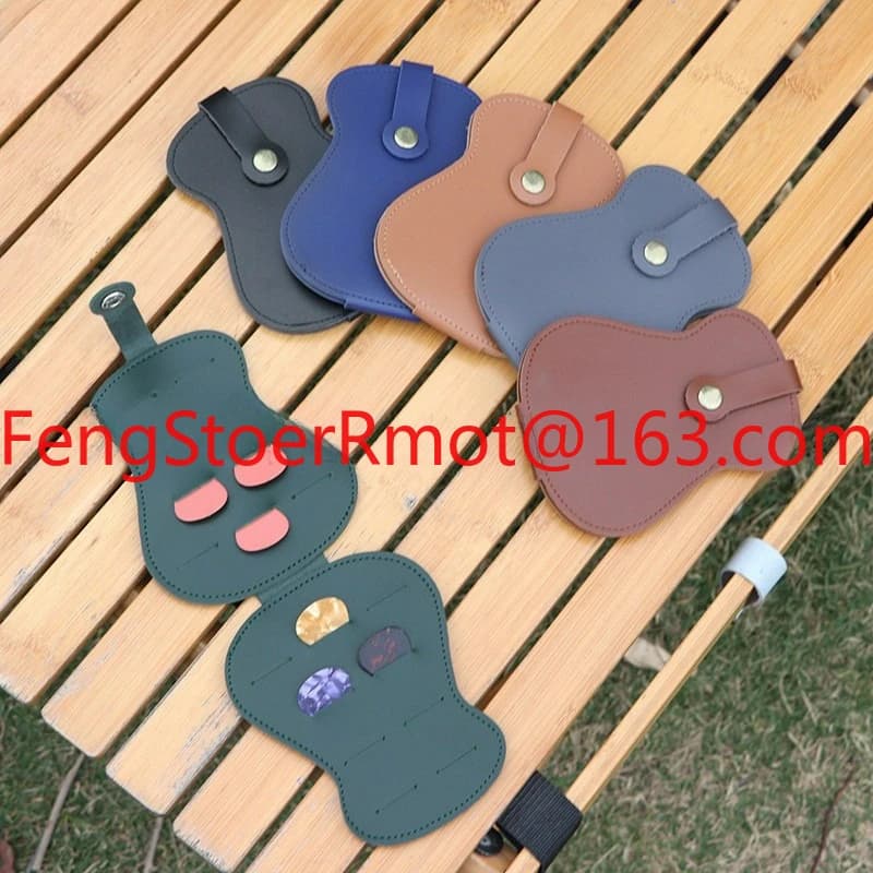 Leather Embroidered Pick Bag, Large Capacity Guitar Pick Storage Bag, Acoustic Guitar Pick Case