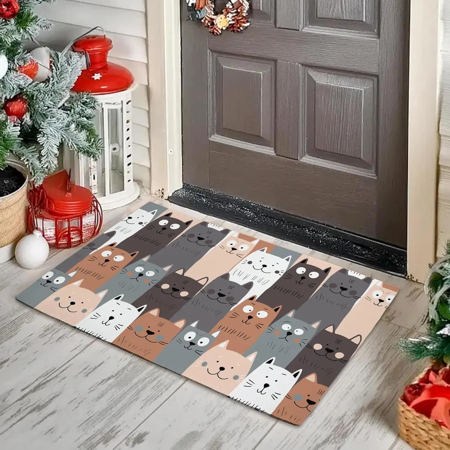Zerbino di benvenuto, tappetino per porta anteriore simpatico gatto gattino per ingresso domestico, tappetino per ingresso esterno garage e giardino, zerbino antiscivolo