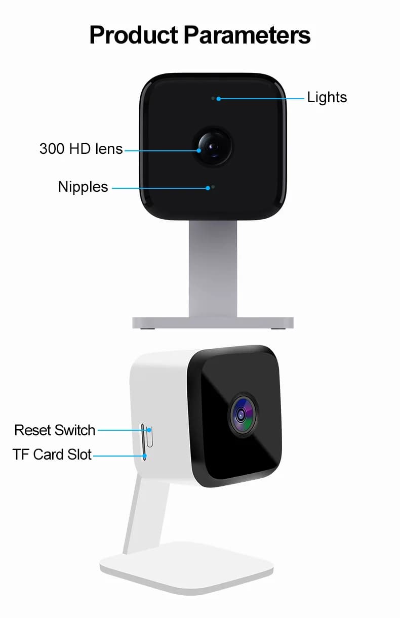 3MP 1296P Tuya APP Visione notturna IR Rilevazione movimento WIFI Telecamera IP AI Umanoide Sicurezza domestica CCTV Citofono Baby Monitor