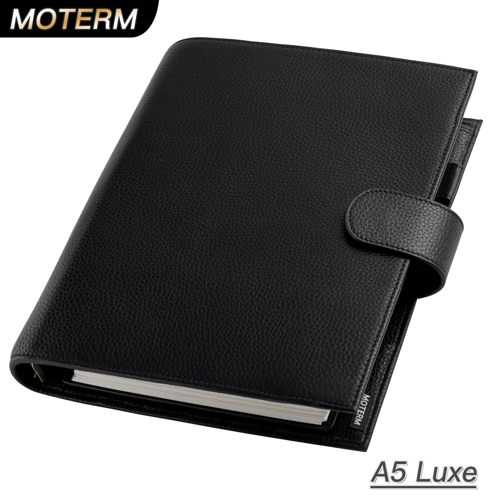Agenda Moterm Luxe Serie 2.0 Formato A5 in Pelle Martellata con Anelli da 30MM, Organizer, Blocco Note, Diario, Sketchbook