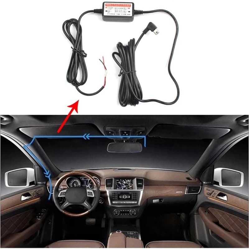 Cavo per porta Mini / Micro USB cavo per caricabatterie per auto cavo Step-down da 12v a 5v per registratore per fotocamera DVR scatola di alimentazione esclusiva