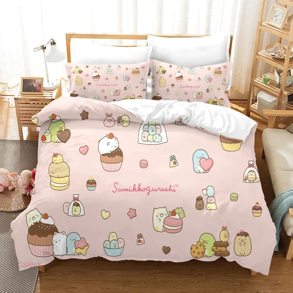 Cartoon Sumikko Gurashi Set biancheria da letto, Copripiumino Set letto consolatore Copripiumino Federa, King Queen Twin Size Ragazzi Ragazze Adulti
