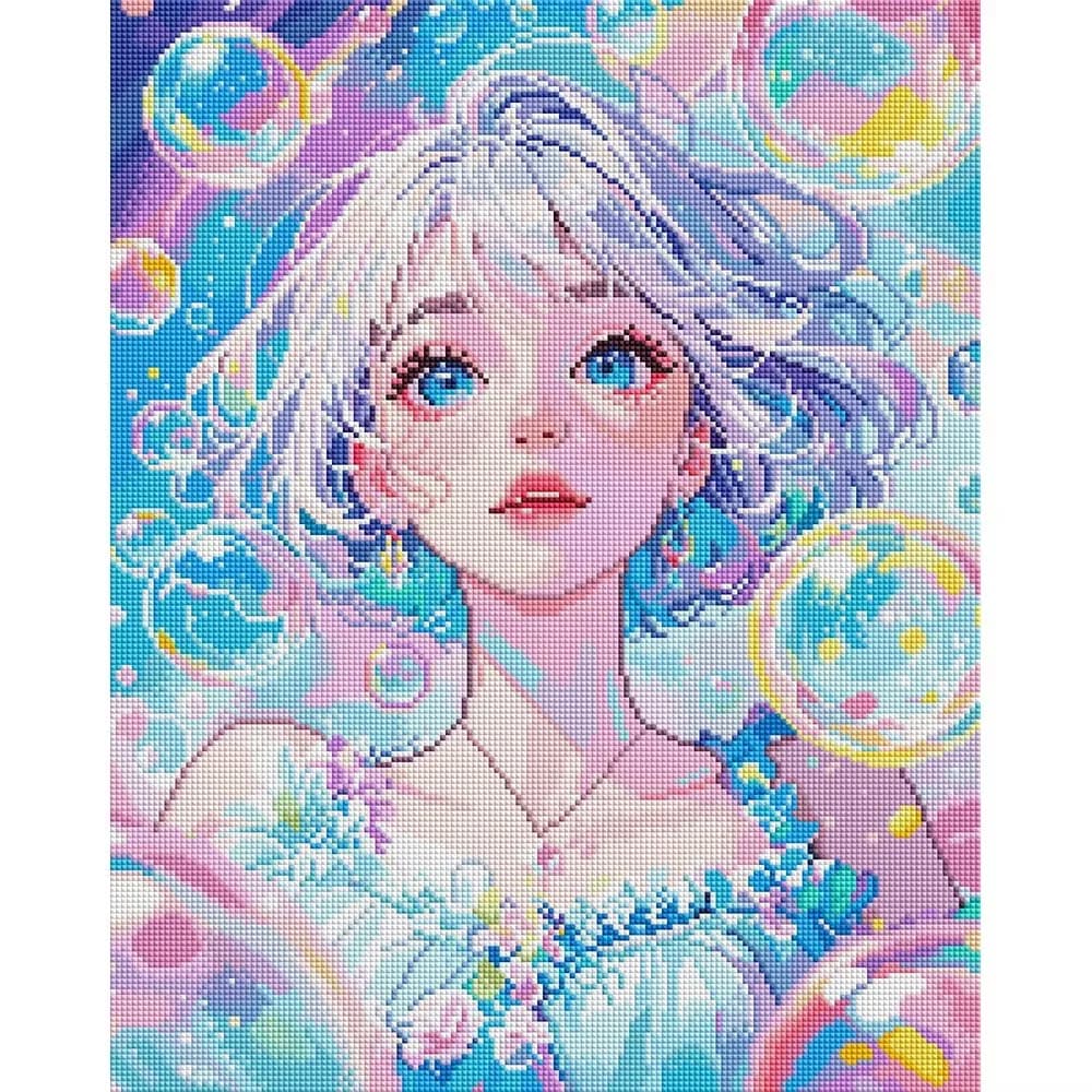 DIY Diamond Painting Rainbow Bubble Pastel Short-haired Characters Diamonds Mosaic Art Creative Handmade Home Office Decor Gift