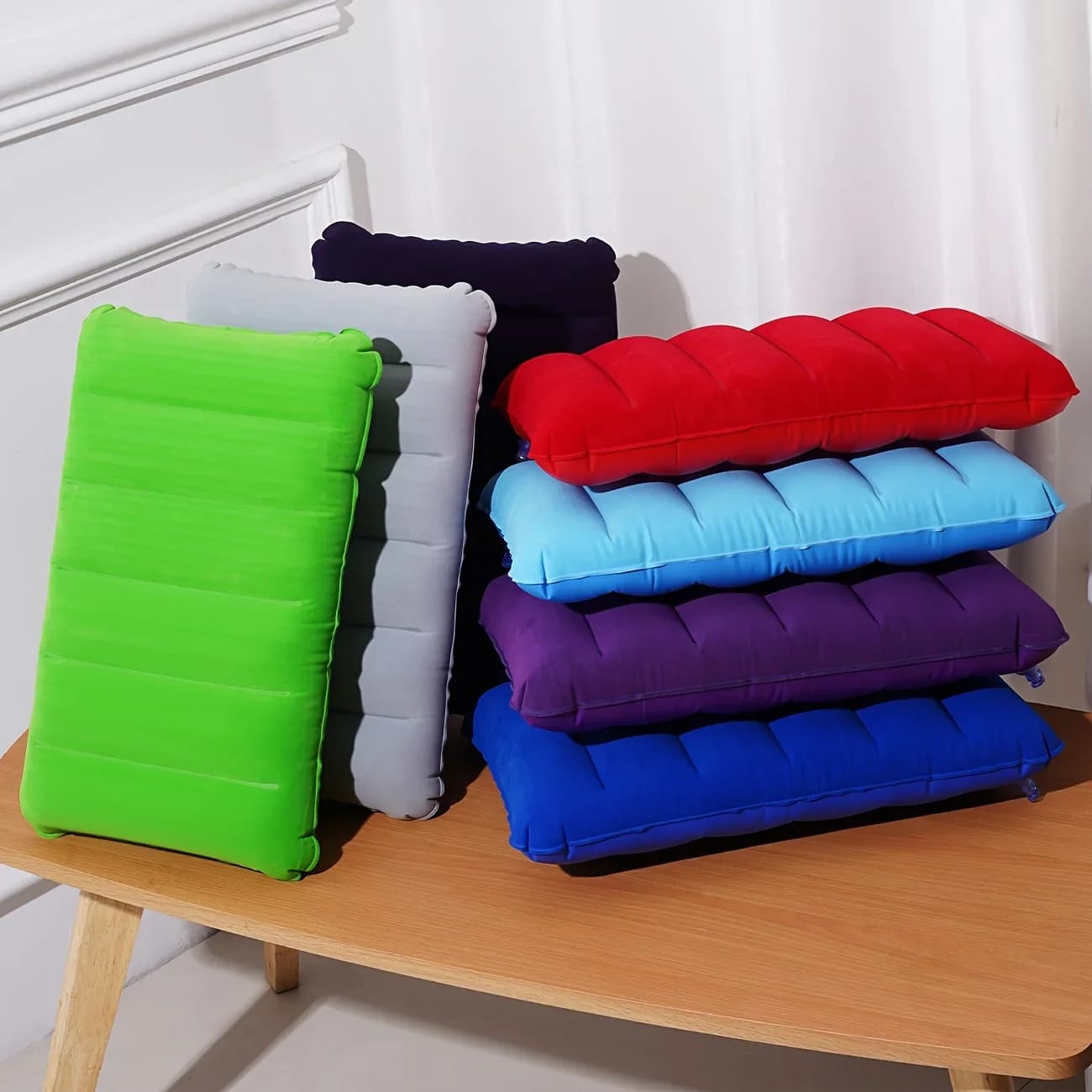 Cuscino quadrato gonfiabile da 1 pezzo Cuscino per il collo da viaggio d'affari da campeggio all'aperto Cuscino comodo portatile