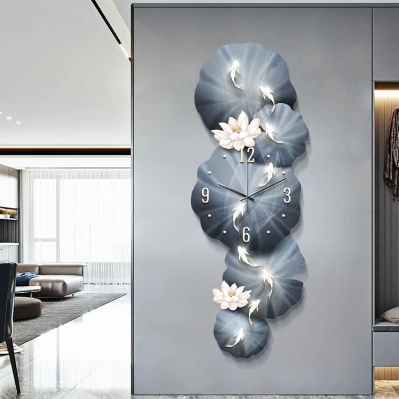Art wall clock led digital silent high-end wall clock Wall clock with suspended design painting for luxury restaurant Ornament watch