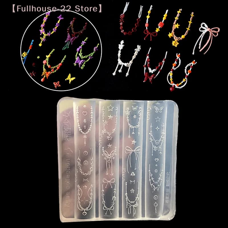 【MAX-22】Stampo in silicone per decorazioni unghie con catene di perline e fiocchi, per design fai da te, piastra per stampaggio stereoscopico, strumenti per manicure