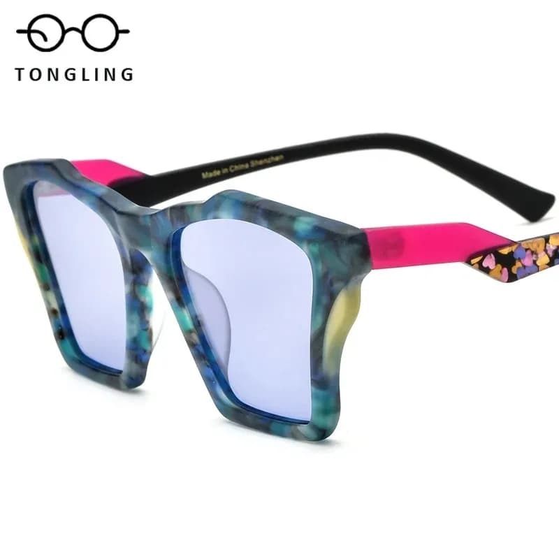 High-End Men Fashion Glasses High Quality, Women Multi-Color Handcrafted Acetate Cat-Eye Personalized Polarized Driving Sunglass