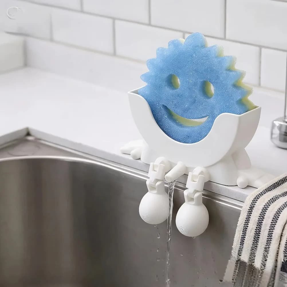 Portasapone e Portaspugna Drenante 2-in-1, Vassoio Contenitore Multifunzionale per Lavello Cucina e Bagno, Pratico Arredo Casa