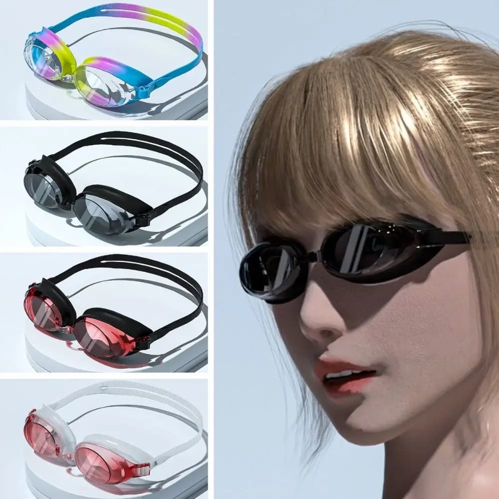 Anti-fog Swim Goggles 0~-9.0 Quick Adjustable Diving Swimming Goggles with Elastic Bungee Strap Silicone Mirror Frame