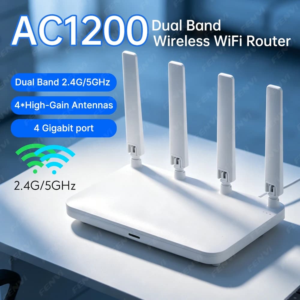 Router WiFi AC1200 1200Mbps, Extender Wireless, Amplificatore WiFi Dual Band 2.4/5GHz, Ripetitore WiFi, Porta WAN 100/1000Mbps, Router Gigabit