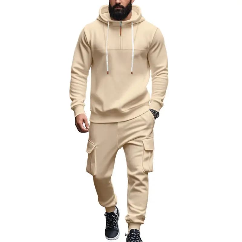 Men's Hoodie Pants Set Fleece Lined Casual Loose Fit Autumn Winter Thermal Comfortable Streetwear Style Two Piece Outfit
